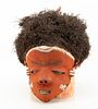 PENDE, DEMOCRATIC REPUBLIC OF THE CONGO, AFRICAN POLYCHROME CARVED WOOD GAMBANDA MASK WITH FIBER EARLY 20TH CENTURY H 12" W 10" 