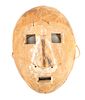 LEGA, DEMOCRATIC REPUBLIC OF THE CONGO, AFRICAN POLYCHROME CARVED WOOD MASK H 9" W 7" 