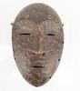 AFRICAN, CONGO, CARVED WOOD LEGA MASK, H 10", W 6.25", D 3" 