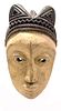 AFRICAN, CONGO, POLYCHROMED CARVED WOOD PENDE MASK, H 10.5", W 6" 