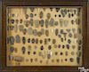 Perkiomen area Native American Indian stones and points, mounted in shadowbox frames