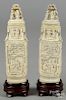 Pair of Chinese carved ivory urns, early 20th c., 8 1/2'' h.