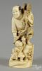 Japanese Meiji period carved ivory figure of a man and boy, 7 1/8'' h.