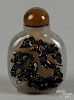 Chinese cameo agate snuff bottles, decorated with birds under a tree, 3 1/4'' h.