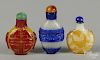 Three Chinese two-color glass snuff bottles.