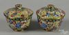 Pair of Chinese cloisonné covered bowls, 19th c., 2 1/4'' h., 3'' dia.