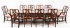 DREXEL HERITAGE MAHOGANY DINING TABLE AND BAKER CHAIRS, (10) 