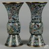 Pair of Chinese cloisonné gu form vases, 19th c., 15'' h.