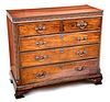 ENGLISH CHIPPENDALE STYLE CARVED MAHOGANY CHEST OF DRAWERS C. 1810 H 39", W 44.5", D 20" 