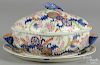 Chinese export porcelain pseudo tobacco leaf tureen and undertray, 20th c., 8 1/2'' h., 15 1/4'' l.