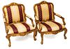 Louis XV Style Gilt Carved Walnut Open Armchairs, H 44'' W 32'' Depth 27'' 1 Pair