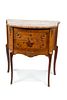 French Style Fruitwood Marble Top Commode C. 1890, H 29'' W 26'' L 14''