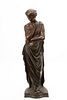 FRENCH CLASSICAL BRONZE SCULPTURE, STANDING ALLEGORICAL FIGURE 19TH.C. H 17" WITH BASE