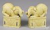 Pair of Chinese Qing dynasty yellow glaze porcelain elephants, 6'' h., 6'' w.