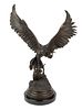 AFTER JULES MOIGNIEZ (FRANCE, 1835-1894) BRONZE SCULPTURE, H 24", W 12", EAGLE CARRYING YOUNG 