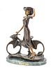 AFTER ICART, BRONZE SCULPTURE H 21" THE BICYCLE SPRING TIME 