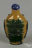 Chinese green cut to brown glass snuff bottle, 3 1/8'' h.