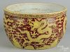 Chinese Qing dynasty porcelain fish bowl, with dragon decoration, 10 1/2'' h., 18 1/4'' dia.