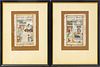 MUGHAL PAGES,  ILLUMINATED MANUSCRIPTS, CIRCA 1900 TWO H 7" W 6" PRINCE IN HIS PALACE 