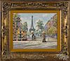 After Antoine Blanchard, oil on canvas Paris street scene, 16'' x 20''.