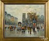 After Antoine Blanchard, oil on canvas Paris street scene, 20'' x 24''.