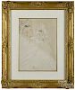 Paul-Cesar Helleu (French 1859-1927), mixed media mother and child, signed lower left