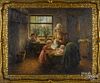 Peter Van Duzer (Dutch 19th/20th c.), oil on canvas interior with a family, signed lower left