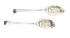 SCOTTISH STERLING SILVER SERVING SPOONS, PAIR, L 9" 