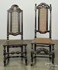 Two Jacobean cane seat dining chairs, early 18th c.