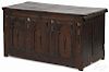 Jacobean joined oak blanket chest, early 18th c., with applied moldings, 24 1/2'' h., 43'' w.