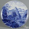 Large Delft blue and white charger, with landscape decoration, 24'' dia.