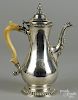 Georgian silver coffee pot, 1764-1765, with an illegible maker's mark _S, 11'' h., 26 ozt.