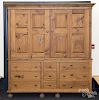 Large contemporary pine two-part cupboard, 79'' h., 72'' w.