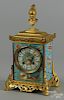 French gilt bronze and porcelain mantel clock, late 19th c., with a Japy Freres movement