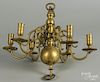 Dutch style brass chandelier, ca. 1900, 15'' h., 19'' w.