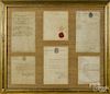 Six French and German military documents, early 19th c., to include one signed by Ernest Prince