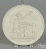 Eneret bisque plaque with a relief classical scene, 11 3/8'' dia.