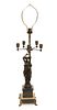 French Bronze Allegorical Roman Figure, Marble Base Table Lamp, H 38'' W 10''