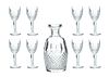 Waterford (Irish, 1783) Colleen Cut Crystal Wine Glasses & Decanter, H 6.5'' Dia. 2.5'' 9 pcs