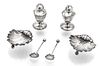 Sterling Silver Open Salts (2) And Spoons, Individual Salt And Pepper 6 pcs