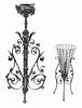 Wrought Iron Floor Planter C. 1910, H 43'' W 18'' + Another