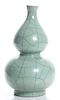 Chinese Celadon Glazed Porcelain Double Gourd Vase, H 11'' Dia. 7''