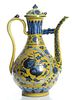 Chinese Yellow & Blue Glazed Porcelain Teapot, H 15.5'' L 10''