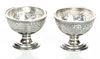 Birmingham England Sterling Silver Small Compotes, Crystal Inserts H 2.2'' Dia. 3'' 5.4t oz 2 pcs
