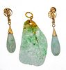 Chinese Jade Earrings And Pendant