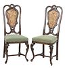 English Carved Walnut Side Chairs C. 1900, H 45'' W 18'' 2 pcs