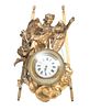 Italian  Antique Carved Wood And Bronze "angel" Clock  19th.c., H 7'' W 5''