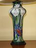 ENAMELED CERAMIC TABLE LAMP, H 34" OVERALL, DIA 8"