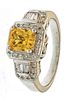 18kt Gold, Citrine And Diamond Ring, Size 7