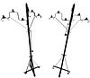 WROUGHT IRON FLOOR STYLE CANDLEHOLDERS, PAIR H 69" W 29" 